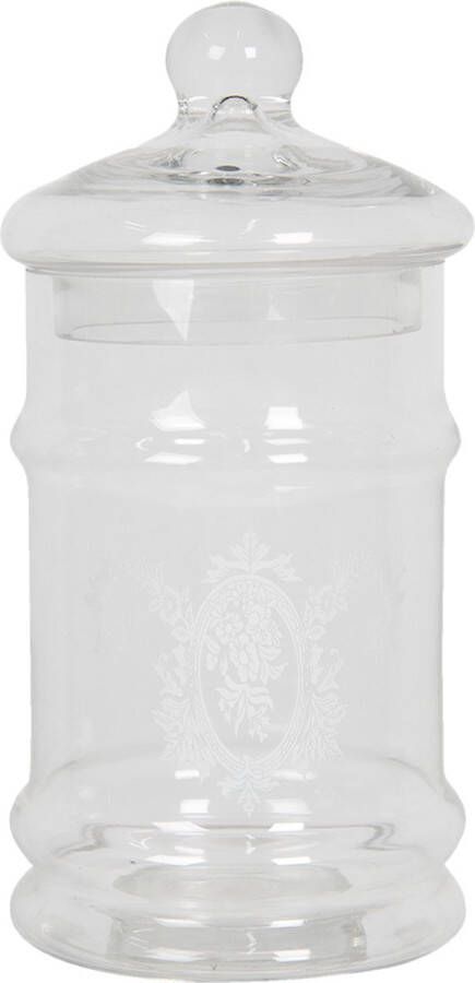 Clayre & Eef Voorraadpot Ø 9x20 cm Transparant Glas Voorraadbus