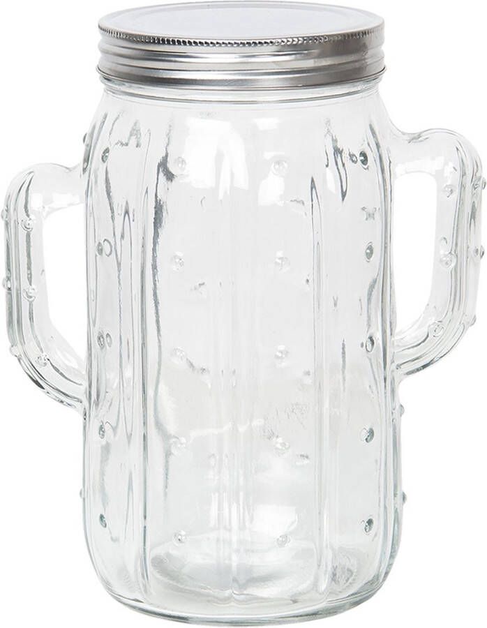 Clayre & Eef Voorraadpot Cactus 1350 ml Glas Rond Voorraadbus Transparant Voorraadbus