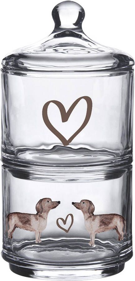 Clayre & Eef Voorraadpot Deksel Ø 10x21 cm Glas Rond Teckel Voorraadbus Transparant Voorraadbus