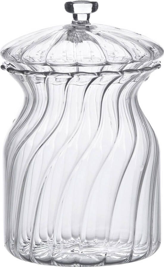 Clayre & Eef Voorraadpot Deksel Ø 9x15 cm Glas Rond Voorraadbus Transparant Voorraadbus