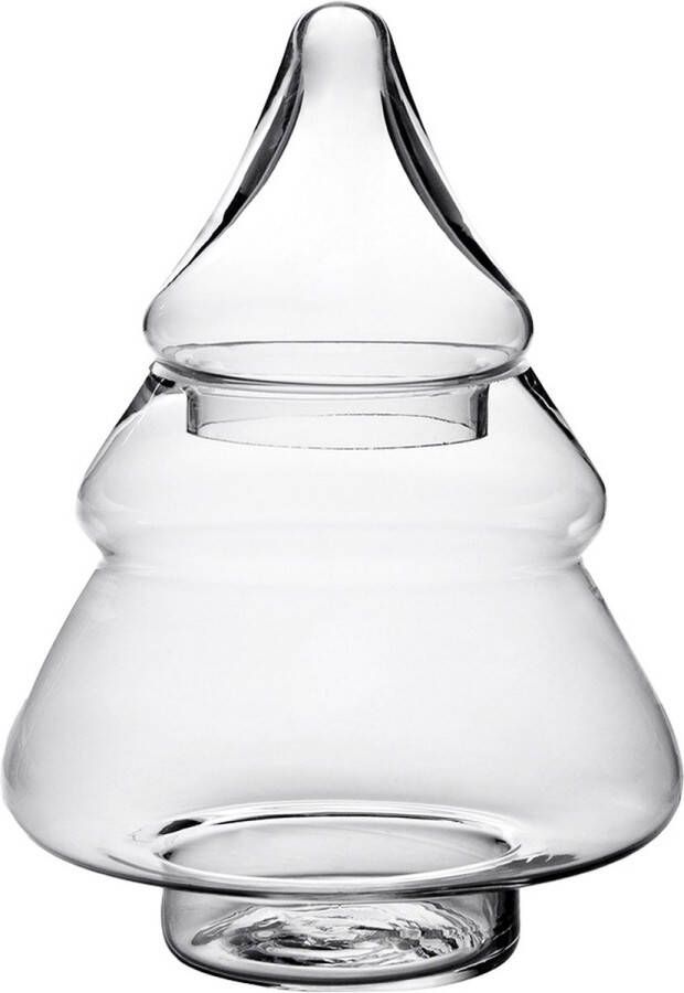 Clayre & Eef Voorraadpot Deksel Kerstboom Ø 13x29 cm Glas Voorraadbus Transparant Voorraadbus