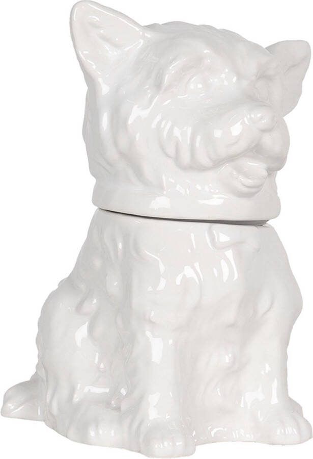Clayre & Eef Voorraadpot Hond 20x20x26 cm Wit Keramiek Voorraadbus