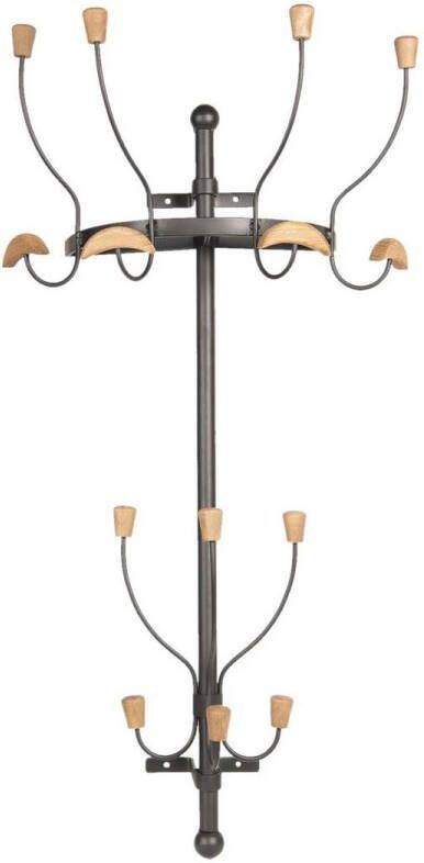 Clayre & Eef Wandkapstok 51x26x94 cm Bruin Hout Metaal Bruin