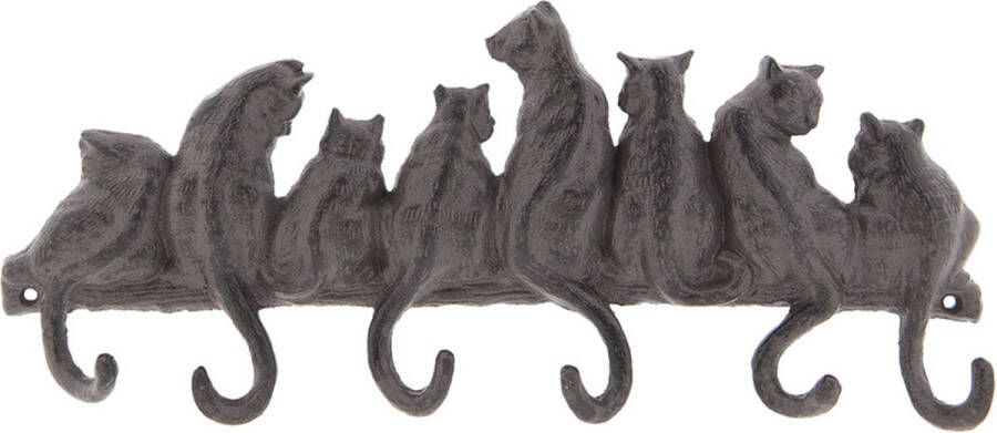 Clayre & Eef Wandkapstok 6 haken Katten 36x5x16 cm Bruin Ijzer Bruin
