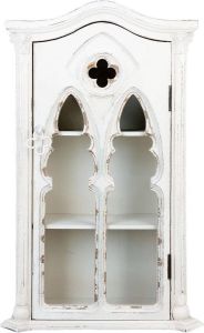 Clayre & Eef Wandkast 49x22x79 Cm Wit Hout Glas Rechthoek Opbergkast Hangkast Wit Opbergkast Hangkast