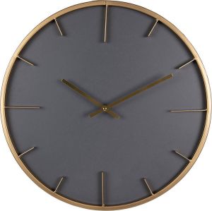 Clayre & Eef Wandklok Ø 45 cm Grijs Hout Ijzer Muurklok Grijs Muurklok