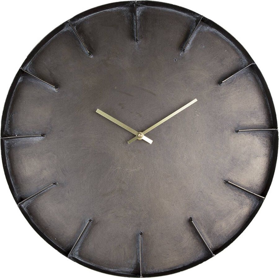 Clayre & Eef Wandklok Ø 49 cm Grijs Ijzer Rond Muurklok Grijs Muurklok