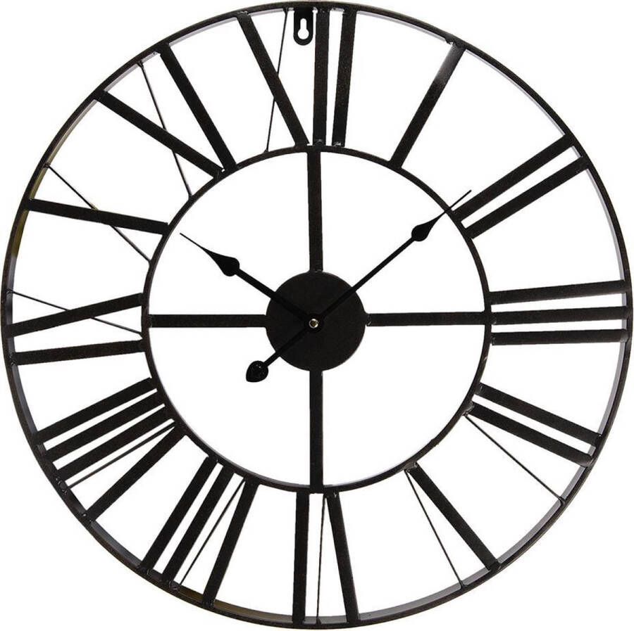 Clayre & Eef Wandklok Ø 50 cm Zwart Metaal Rond Muurklok