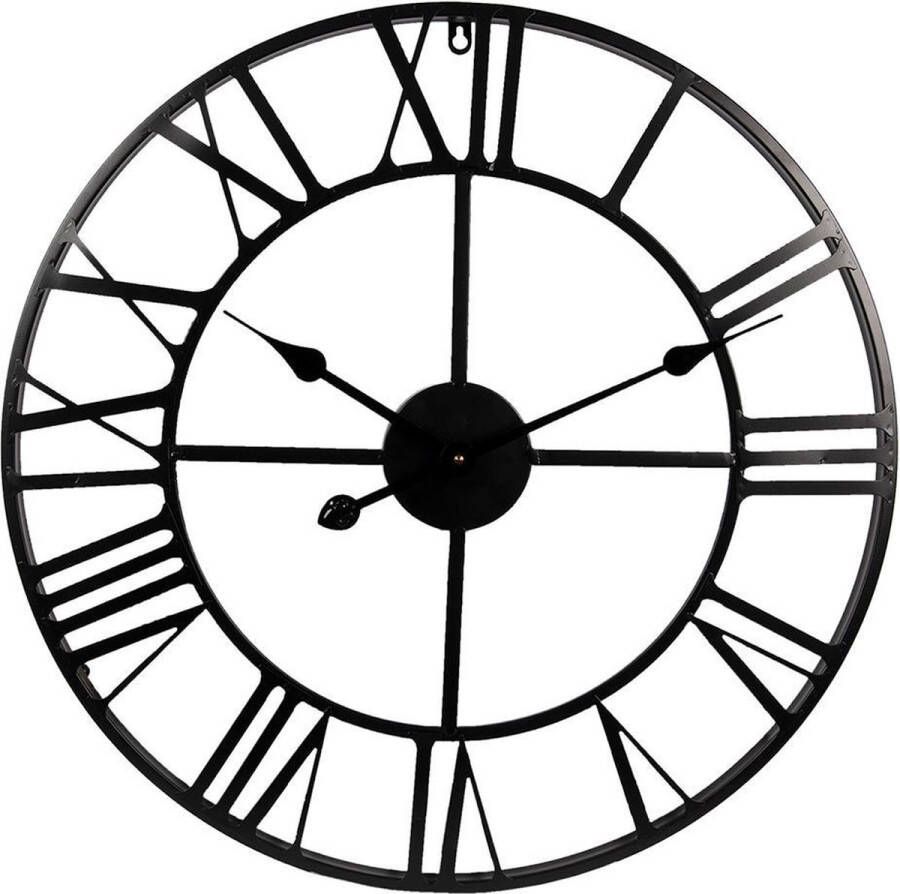 Clayre & Eef Wandklok Ø 60 cm Zwart Metaal Rond Muurklok