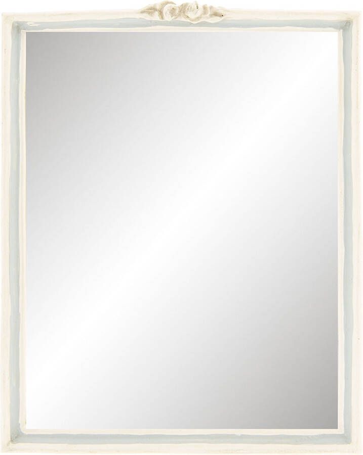 Clayre & Eef Wandspiegel 22*2*28 cm Wit Kunststof Rechthoek Grote Spiegel Muur Spiegel Wand Spiegel Grote SpiegelMuur SpiegelWand Spiegel