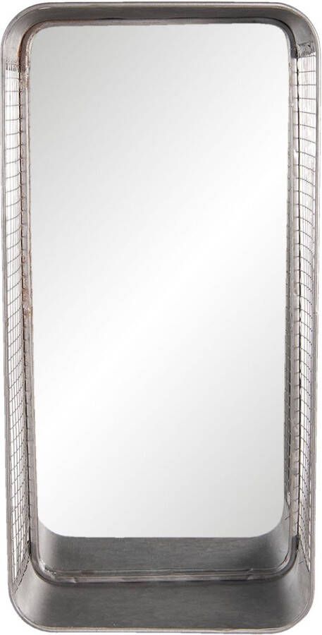 Clayre & Eef Wandspiegel 28*15*57 cm Grijs Ijzer glas Rechthoek Grote Spiegel Muur Spiegel Wand Spiegel Grote SpiegelMuur SpiegelWand Spiegel