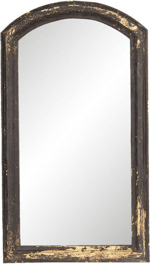 Clayre & Eef Wandspiegel 33*3*59 cm Zwart Hout Glas Rechthoek Grote Spiegel Muur Spiegel Wand Spiegel