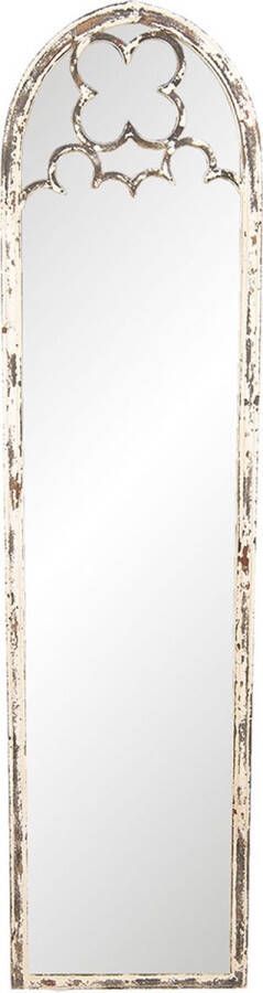 Clayre & Eef Wandspiegel 35*3*140 cm Bruin Hout Glas Rechthoek Passpiegel Grote Spiegel Muur Spiegel