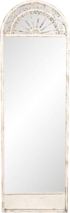 Clayre & Eef Wandspiegel 41*3*135 cm Wit Ijzer Glas Rechthoek Passpiegel Grote Spiegel Muur Spiegel