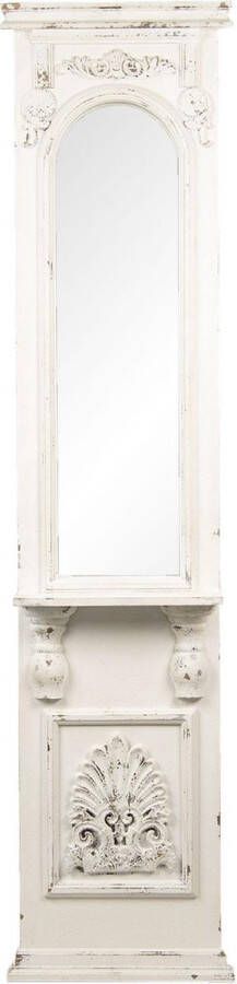 Clayre & Eef Wandspiegel 46*14*194 cm Bruin Hout glas Rechthoek Grote Spiegel Muur Spiegel Wand Spiegel Grote SpiegelMuur SpiegelWand Spiegel