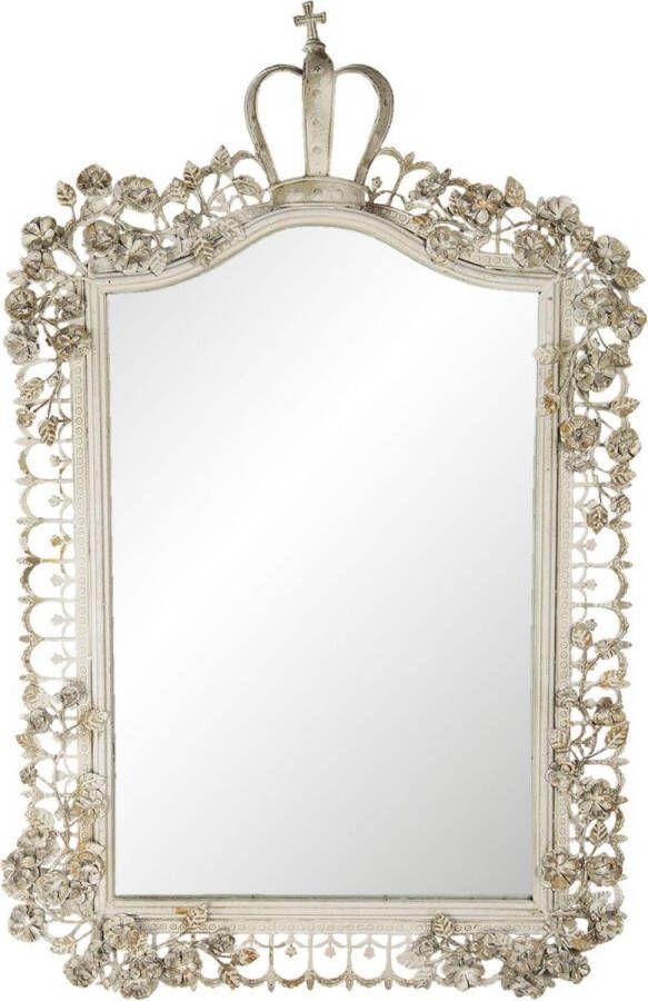 Clayre & Eef Wandspiegel 63*6*102 cm Beige Ijzer glas hout Rechthoek Grote Spiegel Muur Spiegel Wand Spiegel Grote SpiegelMuur SpiegelWand Spiegel