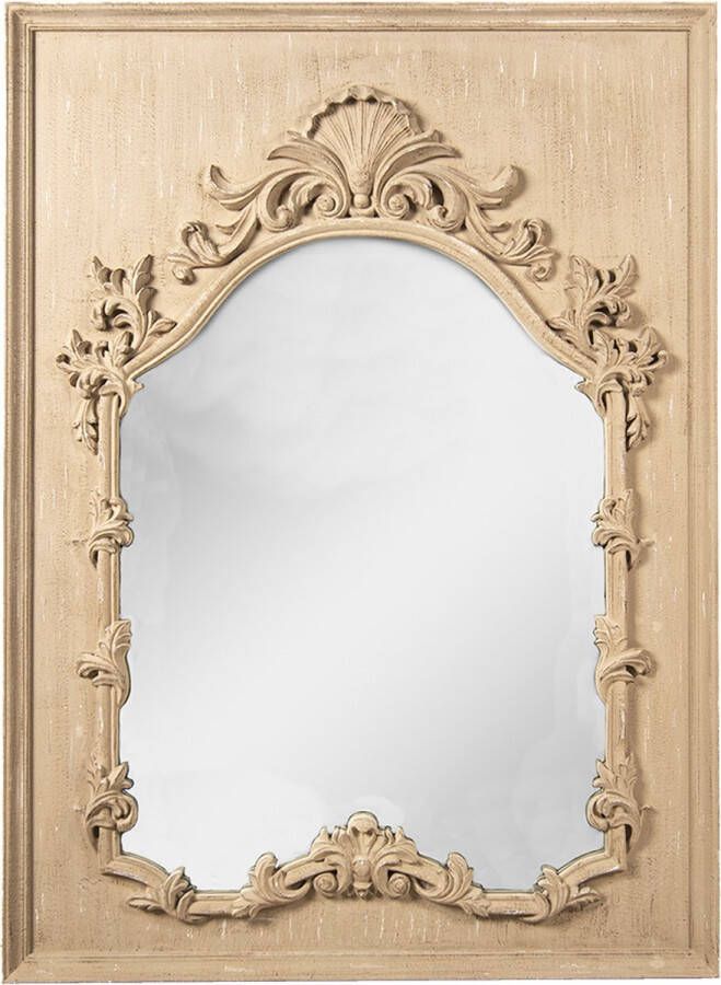Clayre & Eef Spiegel 95x130 cm Bruin Kunststof Grote Spiegel Wand Spiegel Muur Spiegel Bruin Grote Spiegel Wand Spiegel