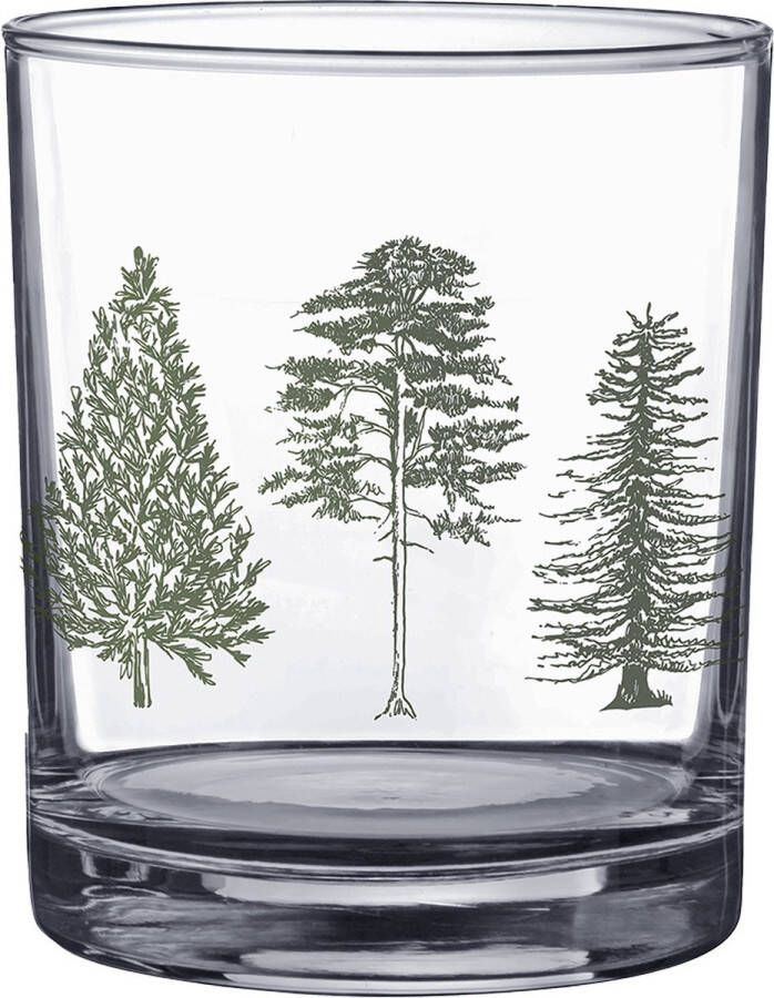 Clayre & Eef Waterglas 230 ml Glas Dennenbomen Drinkbeker Transparant Drinkbeker