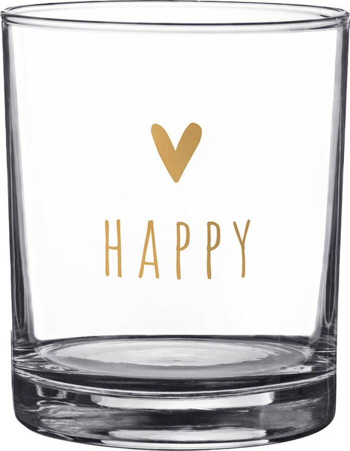 Clayre & Eef Waterglas 230 ml Glas Hart Happy Drinkbeker Transparant Drinkbeker