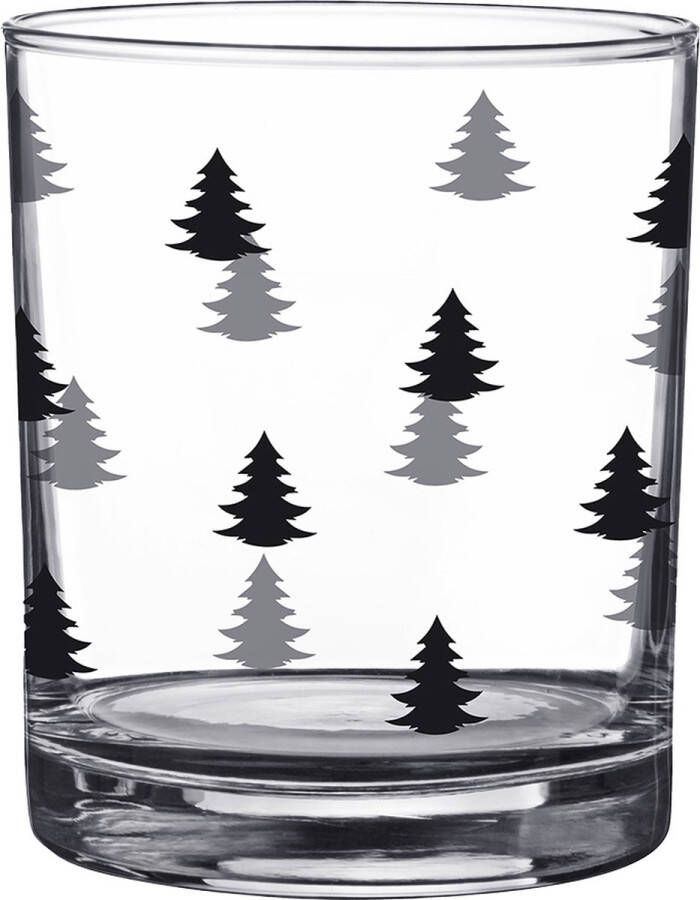 Clayre & Eef Waterglas 230 ml Glas Kerstbomen Drinkbeker Transparant Drinkbeker