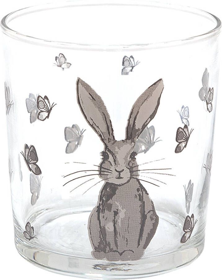 Clayre & Eef Waterglas 250 ml Glas Konijn Drinkbeker Transparant Drinkbeker