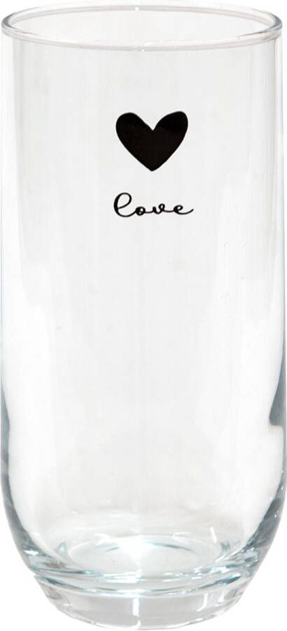 Clayre & Eef Waterglas 280 ml Glas Hart Love Longdrinkglas Transparant Longdrinkglas