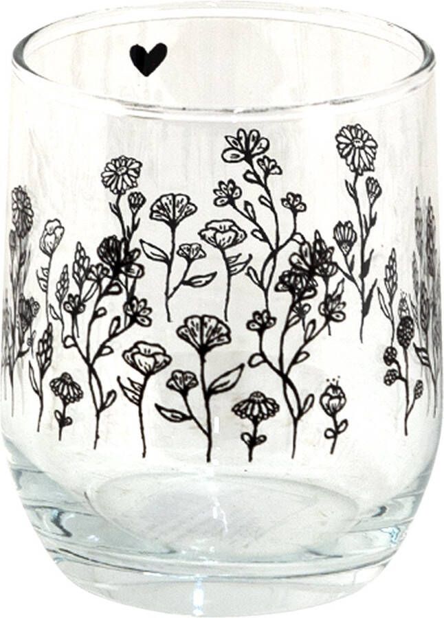 Clayre & Eef Waterglas 300 ml Glas Bloemen Drinkbeker Transparant Drinkbeker
