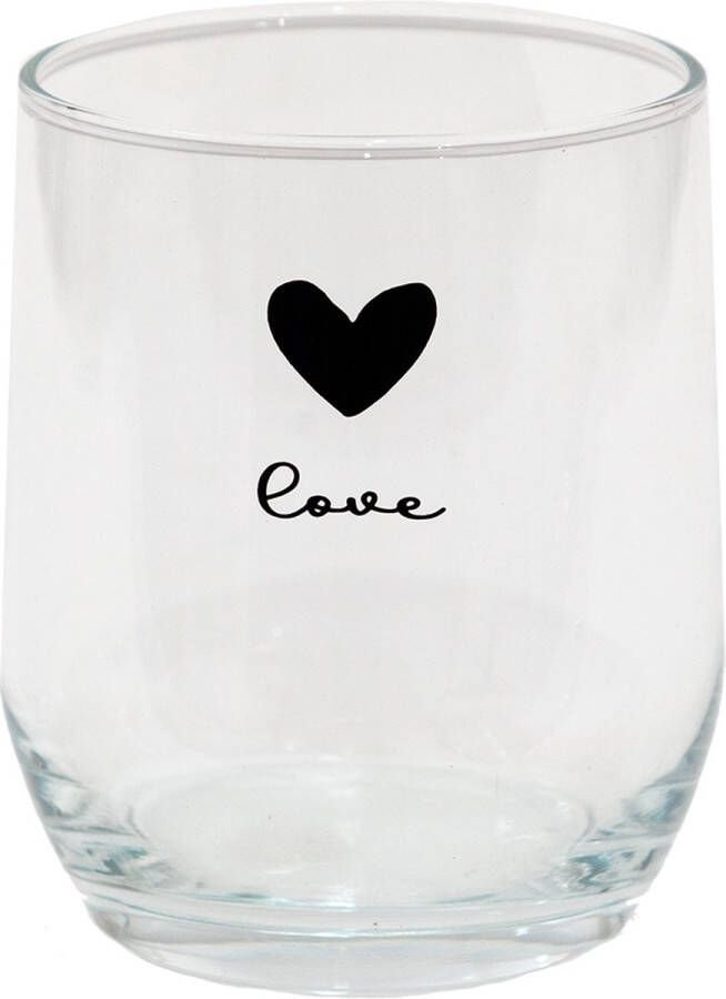 Clayre & Eef Waterglas 300 ml Glas Hart Love Drinkbeker Transparant Drinkbeker