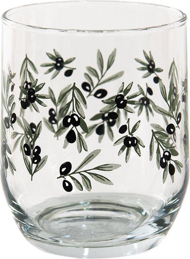 Clayre & Eef Waterglas 300 ml Glas Olijftak Drinkbeker Drinkglas