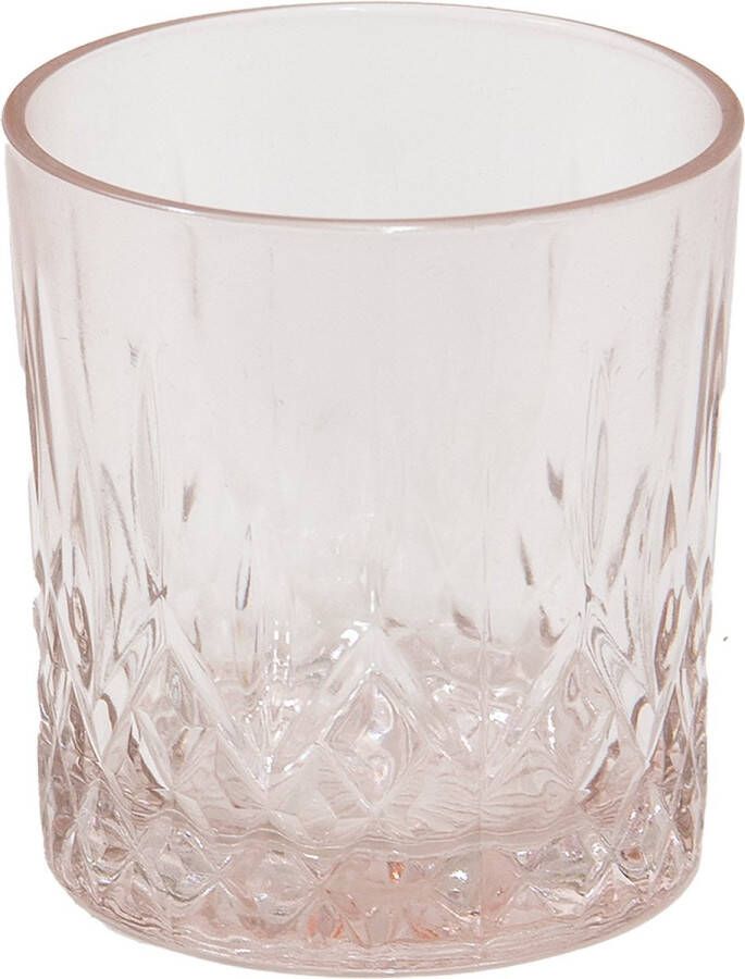 Clayre & Eef Waterglas 300 ml Roze Glas Rond Drinkbeker Roze Drinkbeker