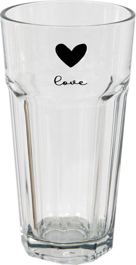 Clayre & Eef Waterglas 320 ml Glas Hart Love Drinkbeker Drinkglas