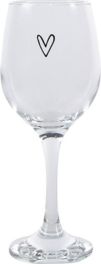 Clayre & Eef Wijnglas Hart 250 ml Transparant Glas Wijnkelk