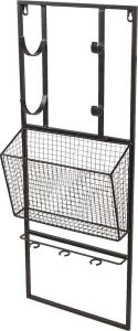 Clayre & Eef Wandrek 32*12*82 cm Bruin Ijzer Rechthoek Muurrek Opbergkast Hangkast MuurrekOpbergkastHangkast