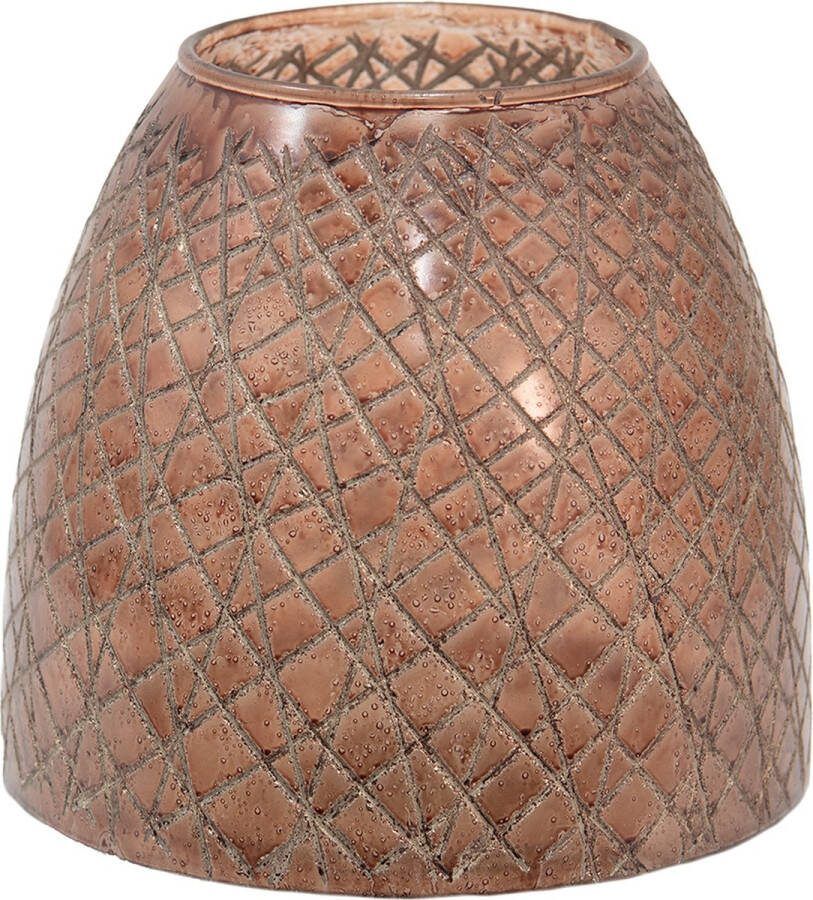 Clayre & Eef Windlicht Ø 20x20 cm Bruin Glas Kaarsenhouder Bruin Kaarsenhouder