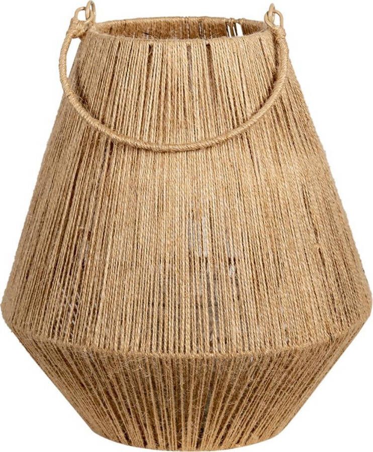 Clayre & Eef Windlicht Ø 26x31 cm Bruin Jute Rond Kaarsenhouder Bruin Kaarsenhouder