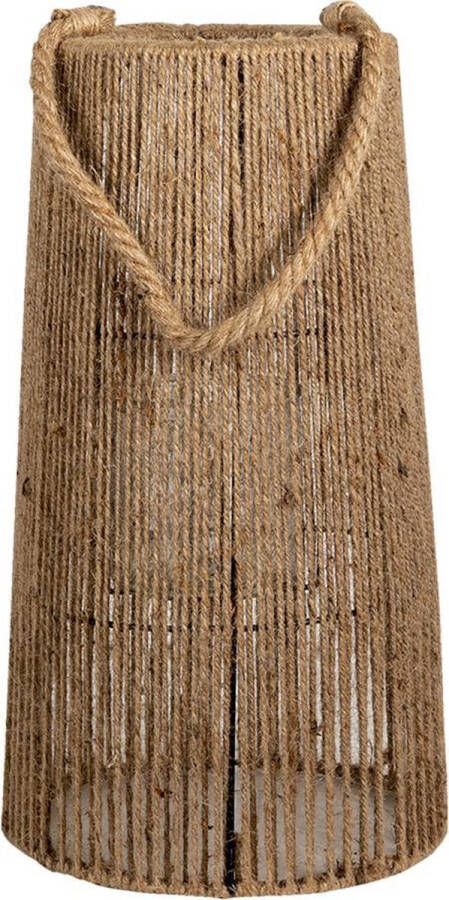 Clayre & Eef Windlicht 40 cm Bruin Jute Rond Kaarsenhouder Bruin Kaarsenhouder
