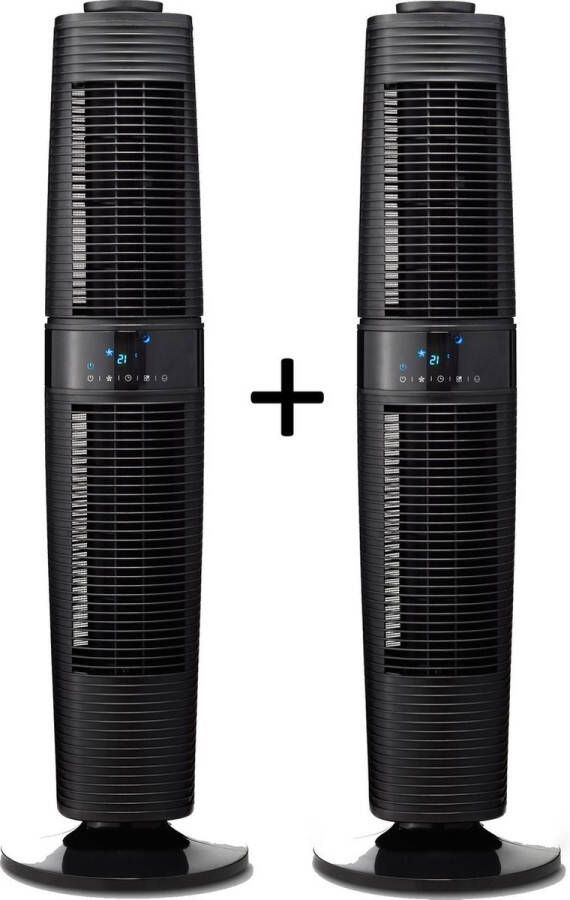 Clean Air Optima 2 stuks CA-406B Design Torenventilator Ventilator met Temperatuursensor Dynamische luchtstroom Timerfunctie Stoffilter Oscillatie: 90º en 360º