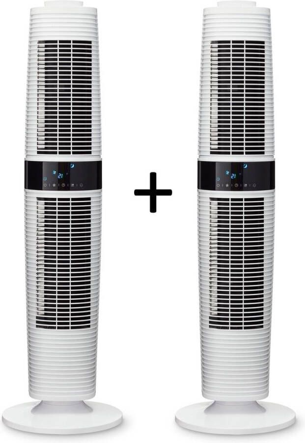 Clean Air Optima 2 stuks CA-406W Design Torenventilator Ventilator met Temperatuursensor Dynamische luchtstroom Timerfunctie Stoffilter Oscillatie: 90º en 360º