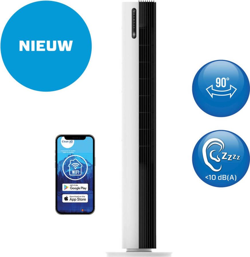 Clean Air Optima CA-407W Hoge Luxe Torenventilator Ventilator met Ionisator Stoffilter 12 Snelheden Extreem stil! 10dB