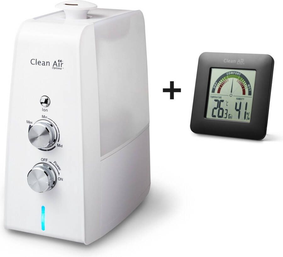 Clean Air Optima CA-602 Luchtbevochtiger met Ionisator en Aromatherapie + HT-01B Hygrometer en Thermometer