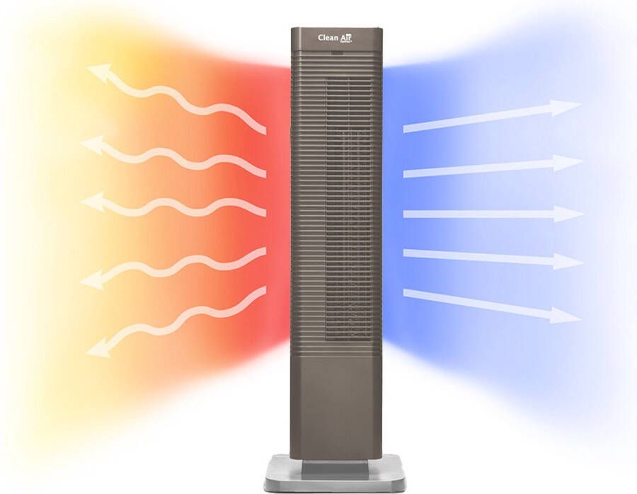 Clean Air Optima CA-904C 2in1 Design Ventilator Elektrische Kachel Verwarmen en Koelen Stoffilter Draaicirkel (oscillatie): 80º Digitale thermostaat instelbaar 15-35°C