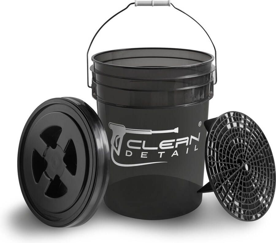 Cleandetail Emmer met grit guard en schroefdeksel 20 Liter Voor Auto & Motor Detailing Bucket With Grit Guard Washbucket Grit Guard Deksel auto wasemmer