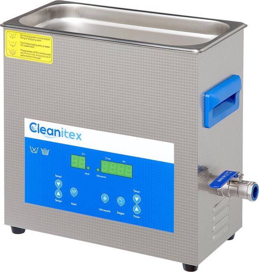 Cleanitex CXD6 6 liter set Ultrasoon reiniger met een krachtige reiniging (Ultrasoonbad ultrasoon baden reinigingsbad ultrasone reiniger carburateur reinigers ultrasonic cleaner injectoren brillen apparaat grote ultrasoonbak)