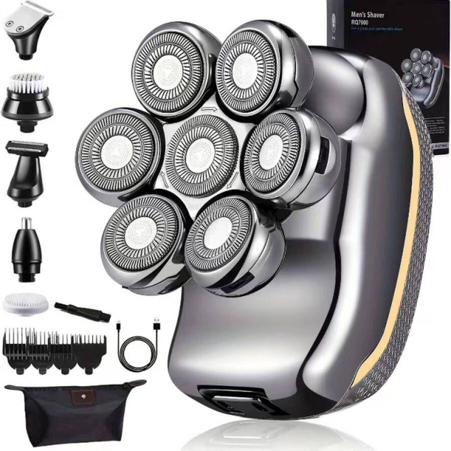 CLeanLux skull shaver 9-in-1: Scheerapparaat Mannen Trimmer Bodygroomer Gezichts- & Hoofdscheerapparaat Inbegrepen Opbergzak Nat & Droog