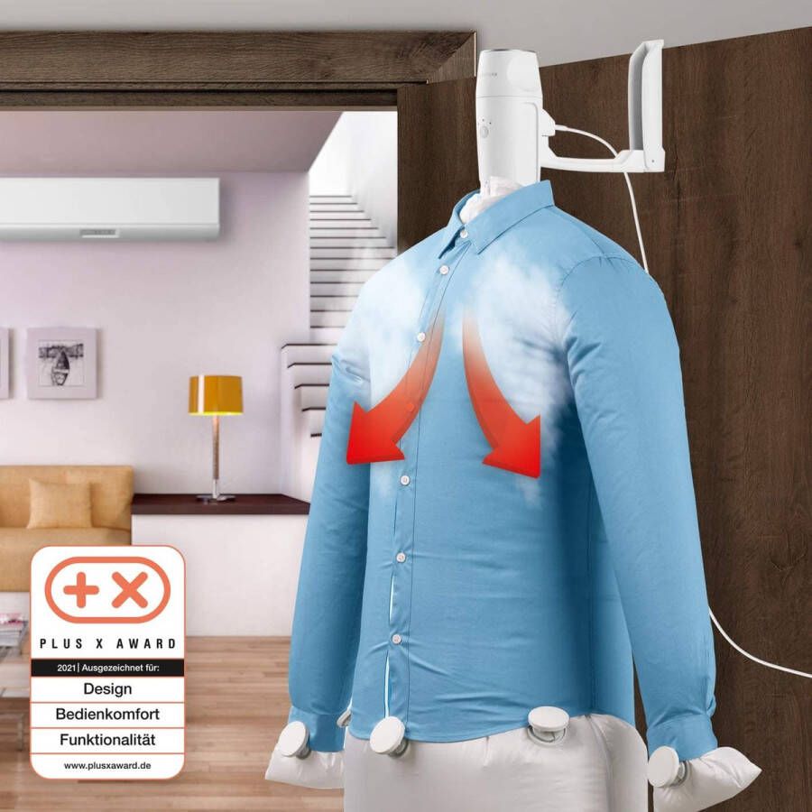 Cleanmaxx Compacte Overhemdstrijkijzer voor op reis droogt en maakt overhemden en blouses glad en vervangt strijkijzer of stoomstrijkijzer [1.000 Watt]