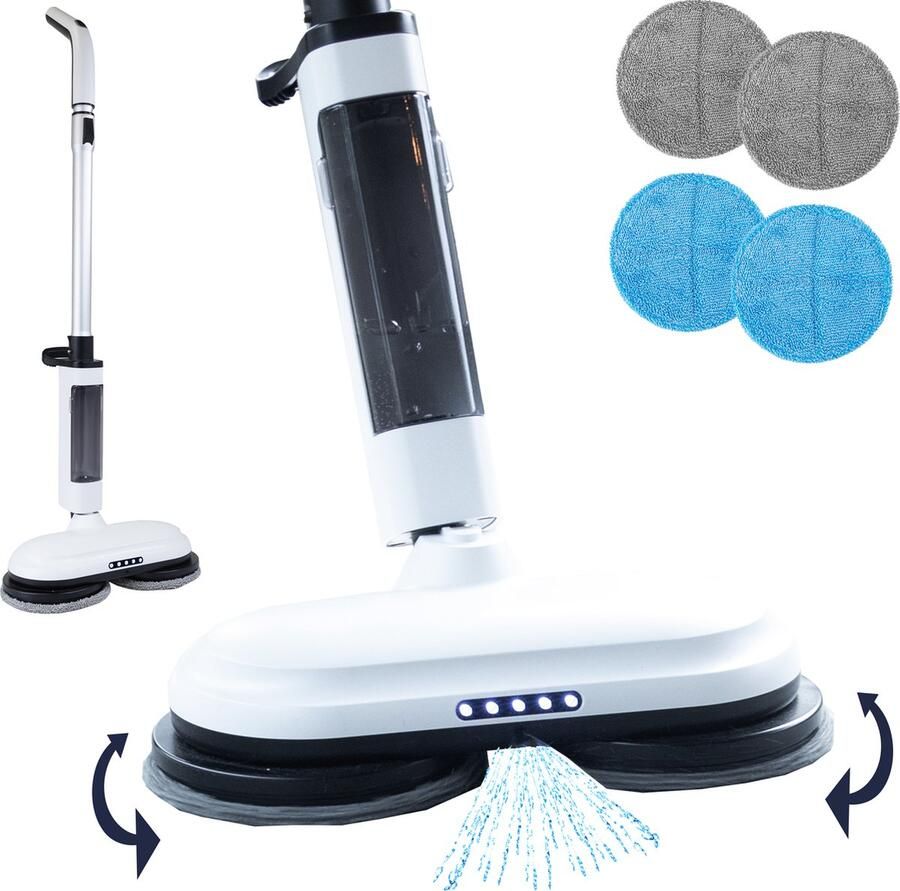 CleanRite Elektrische Dweil Dweilsysteem Elektrisch Dweilrobot Draadloos Vloerwisser 65W