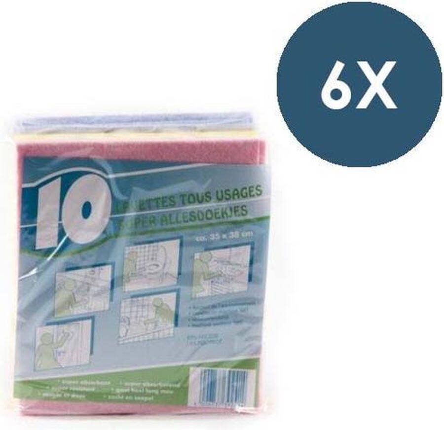 Cleany Vaatdoekjes verschillende kleuren 6 x 10 stuks (60 doekjes)