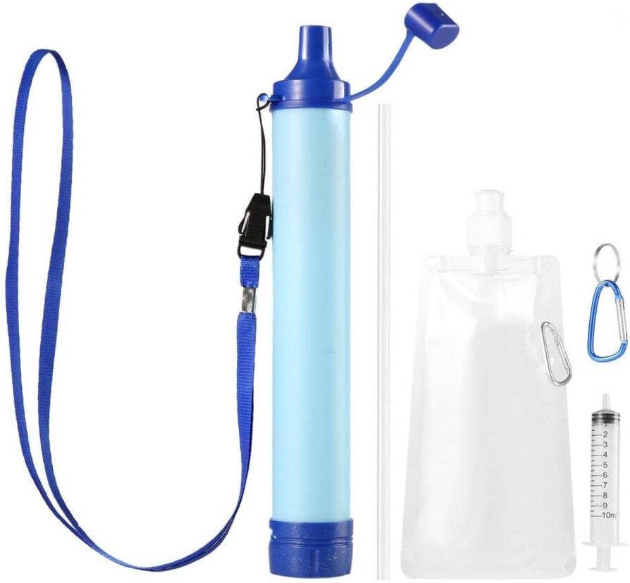 Clearblue Clean Blue Waterfilter Waterfles Survival Kit Camping Zuiver & Schoon Water Complete set Kamperen Outdoor BPA Vrij Filtert 1500 liter
