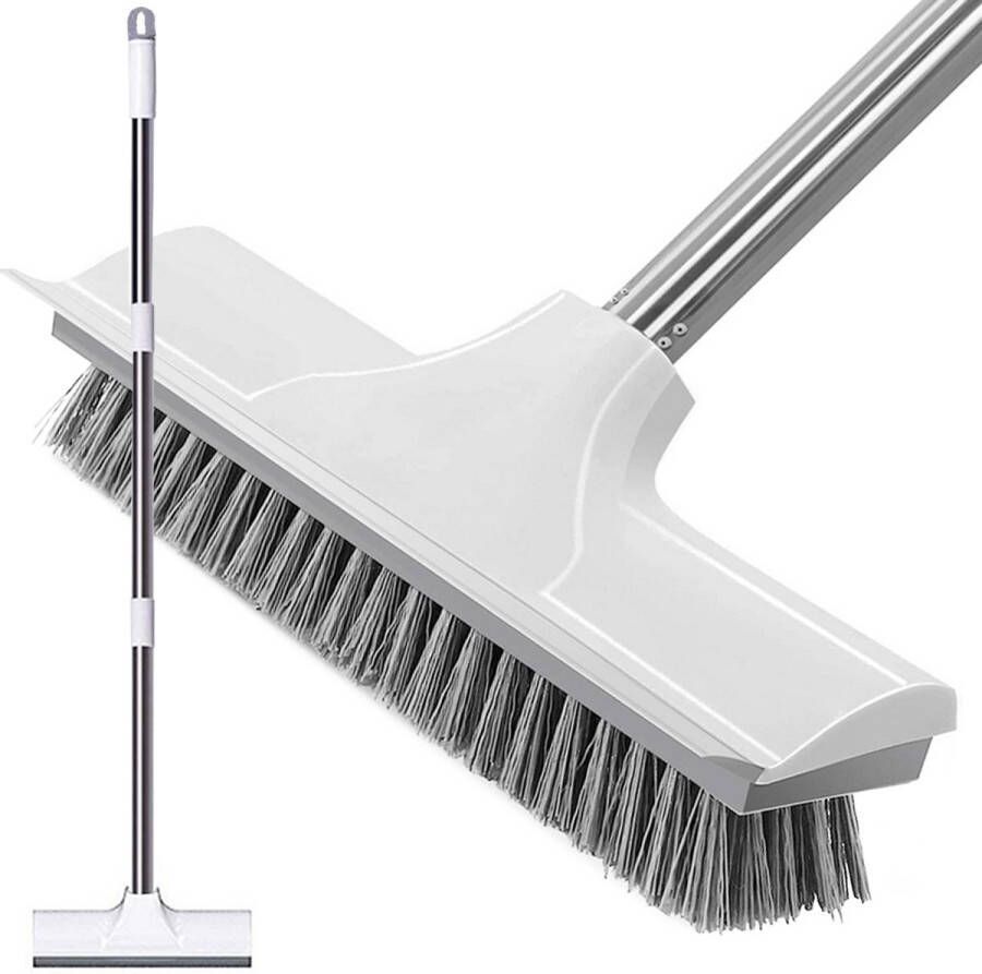 Cleenify Vloerschrobber 2 in 1 Vloertrekker Trekker douche Badkamer Schrobborstel Vloerwisser met steel Wit