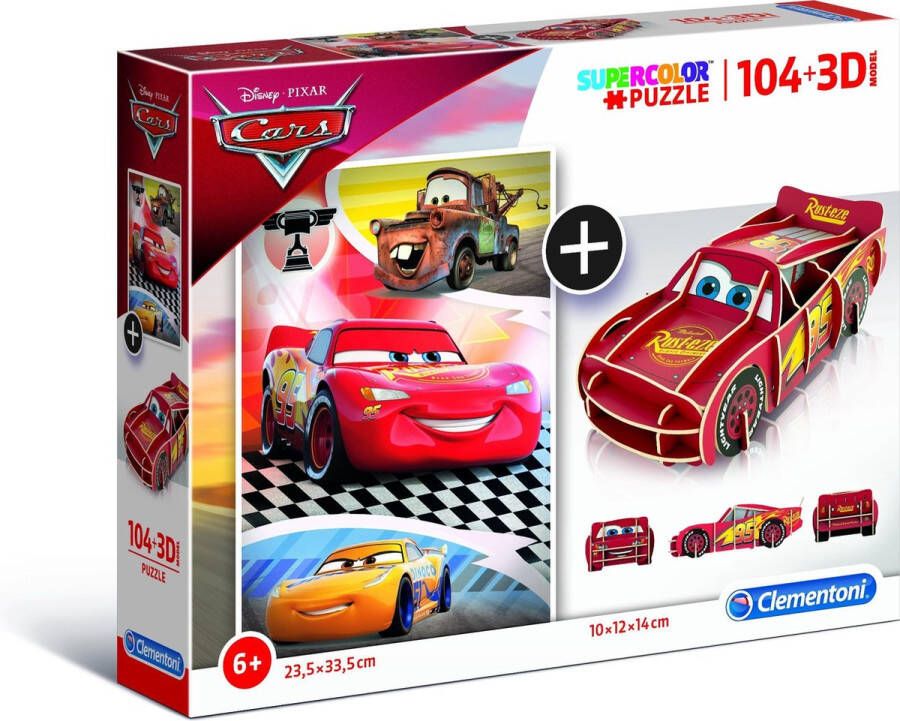 Clementoni 104-delige Legpuzzel + 3D-model Cars Disney puzzels kinderen
